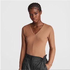 Rag & Bone Bias Rib Knit Long Sleeve in Camel